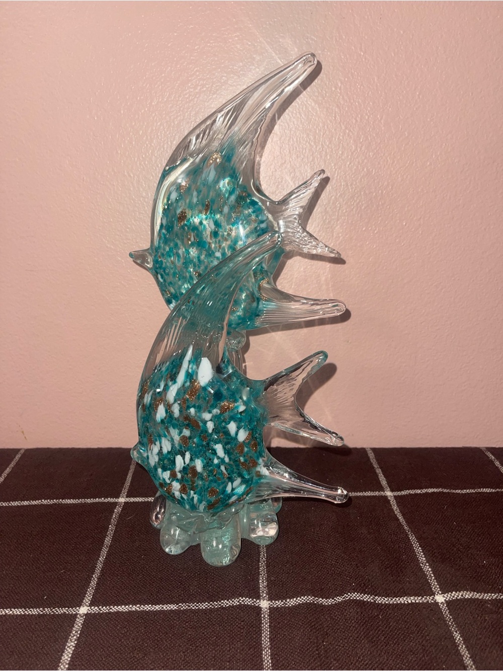 Vintage Hand blown Murano Style Glass Angel Fish Sculpture Beach Seaside